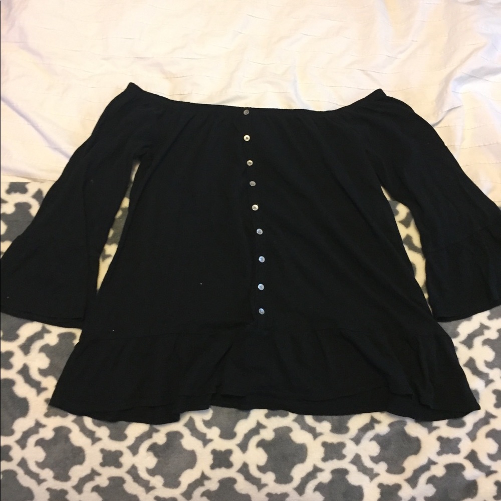 Strapless Black Button Down Top